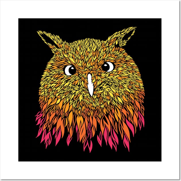 Hoot Cute Fire Wall Art by polliadesign